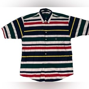 Vintage 90s Multicolor Stripe Button Down Shirt Mens Retro Streetwear